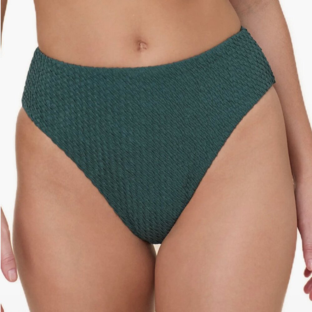Andie Swim, The 90's High Waist Bikini Bottom in Seaweed, Size Small
